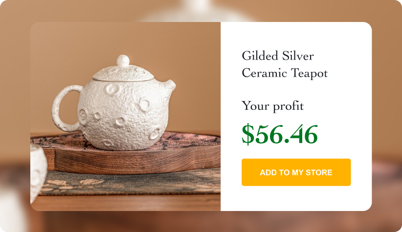 Gilded Silver Ceramic Teapot&nbsp;